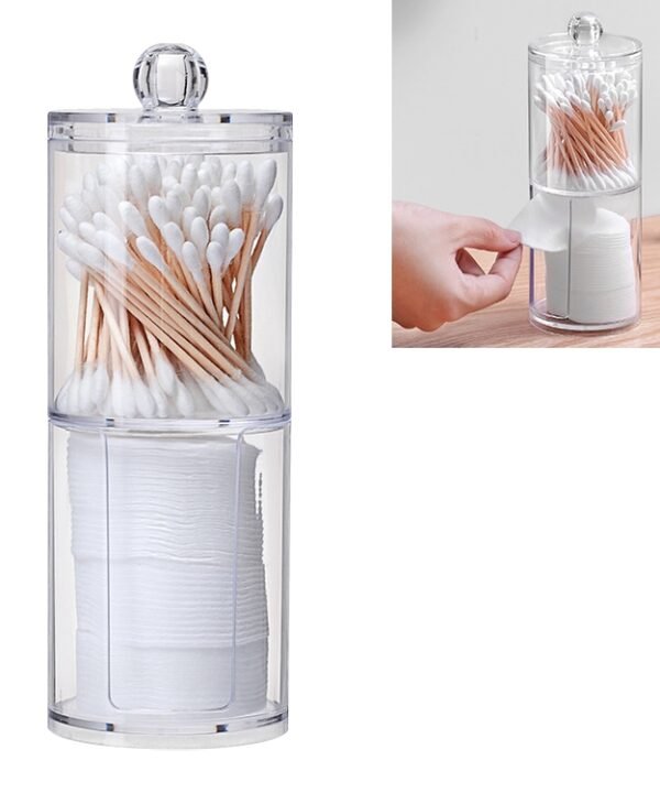 Transparent Round Plastic Cosmetic Box Cotton Swab Cotton Pads Combined Storage Box