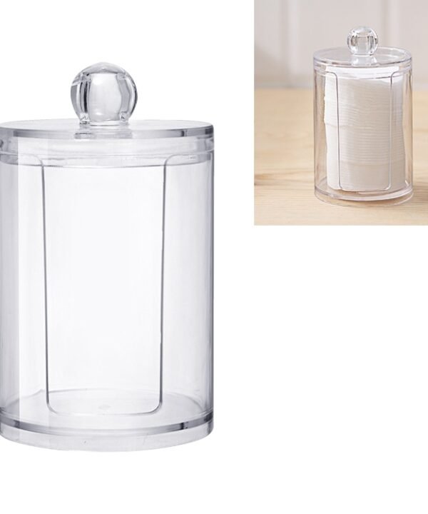 Transparent Round Plastic Cosmetic Box Cotton Pads Storage Box