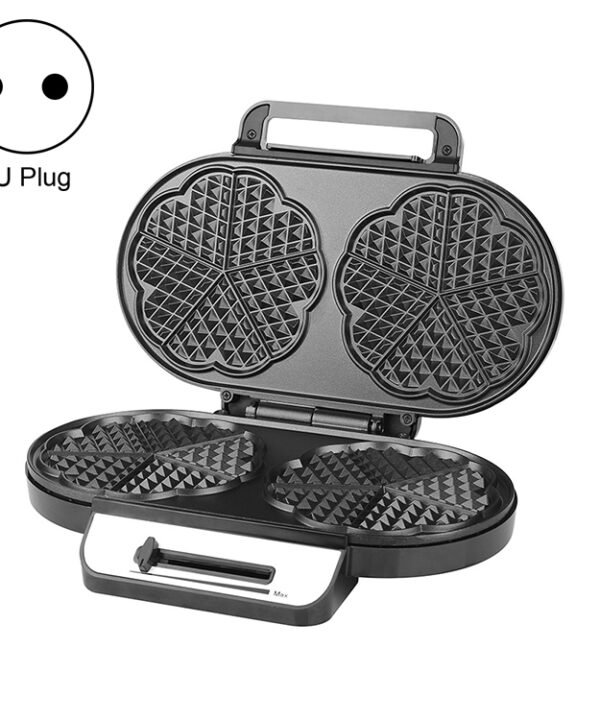 Household Waffle Maker Toaster Double Dish Heating Mini Breakfast Machine Sandwich Electric Cake Baking Machine, EU Plug