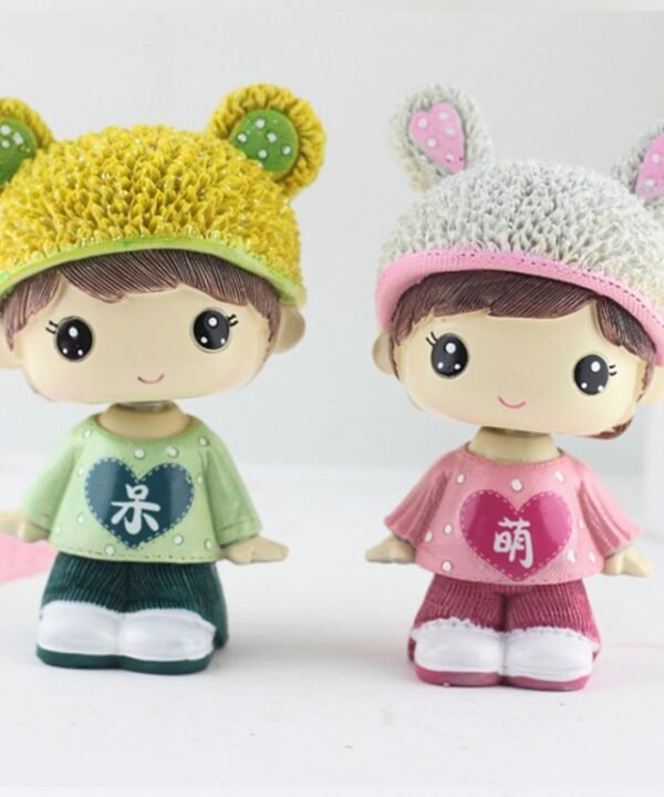 Creative Resin Cartoon Shaking Head Adorkable Couple Ornaments Car Home Bedroom Decoration Gifts