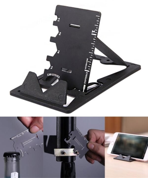 Multi-function Folding Stainless Steel Tool Card Bottle Opener Phone Holder