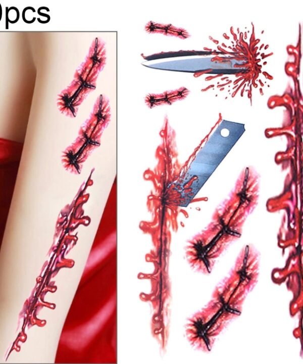 20pcs S-045 Halloween Terror Wound Realistic Blood Injury Scar Temporary Tattoo Sticker