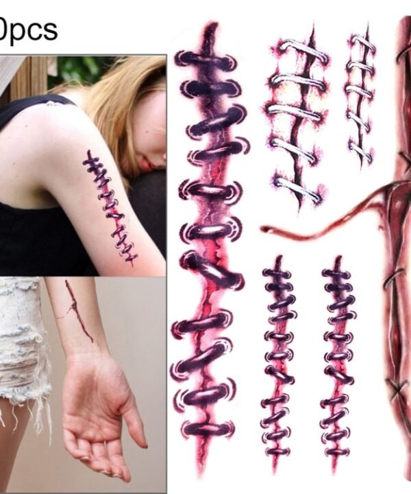 10pcs S-169 Halloween Terror Realistic Wound Injury Scar Temporary Tattoo Sticker