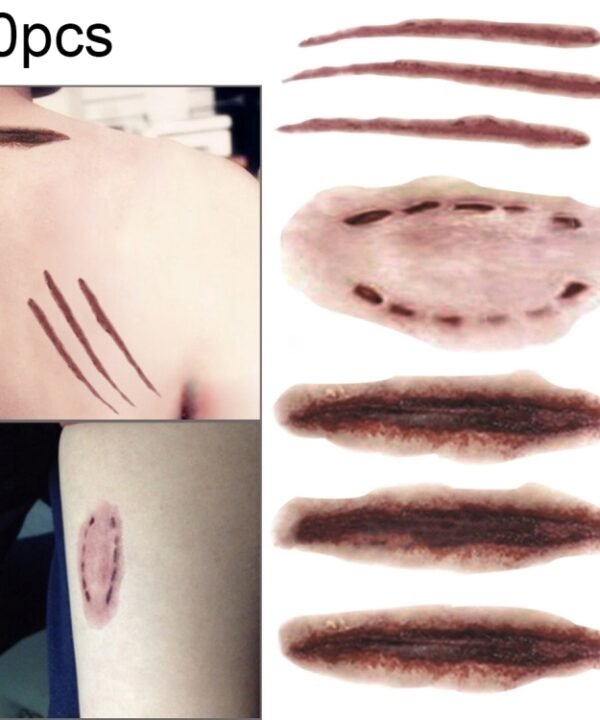 10pcs S-250 Halloween Terror Realistic Scratches Wound Injury Scar Temporary Tattoo Sticker