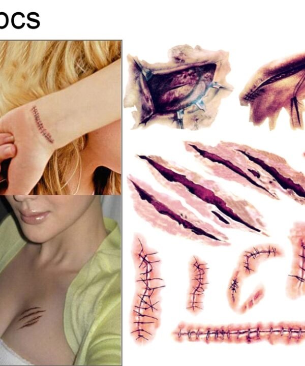 2pcs V-06 Halloween Terror Wound Realistic Scratches Injury Scar Temporary Tattoo Sticker