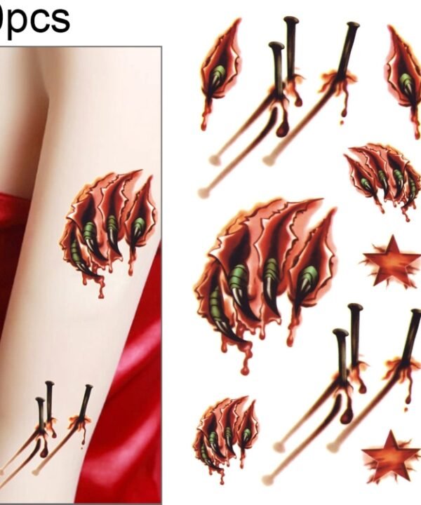 20pcs S-024 Halloween Terror Realistic Wound Blood Injury Scar Temporary Tattoo Sticker