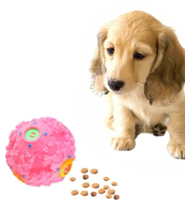 Pet Food Dispenser Squeaky Giggle Quack Sound Training Toy Chew Ball, Size: L, Ball Diameter: 11.5cm(Pink)