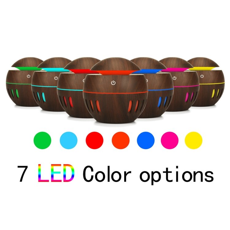 Wood Grain USB Hollowed-out Humidifier Seven Color Aromatherapy Lamp Automatic Alcohol Sprayer with Remote Control(Sky Blue), HC0372A, HC0372B, HC0372C, HC0372D, HC0372F, HC0372G, HC0372H, HC0372I, HC0372J, HC0372K - Image 3