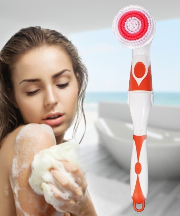 Multi-function Electric Waterproof Bath Cleansing Brush Long-handled Massage Brush, with 4 Brush Heads