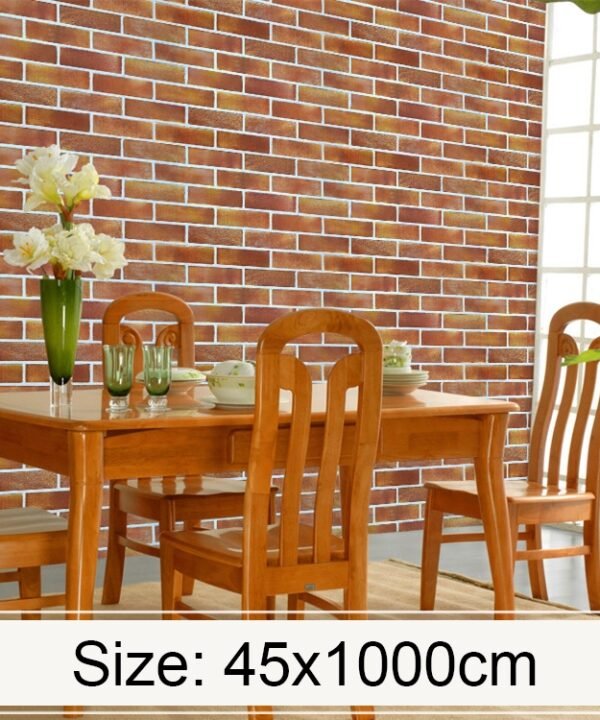 Horizontal Large Brick Creative 3D Stone Brick Decoration Wallpaper Stickers Bedroom Living Room Wall Waterproof Wallpaper Roll, Size: 45 x 1000cm