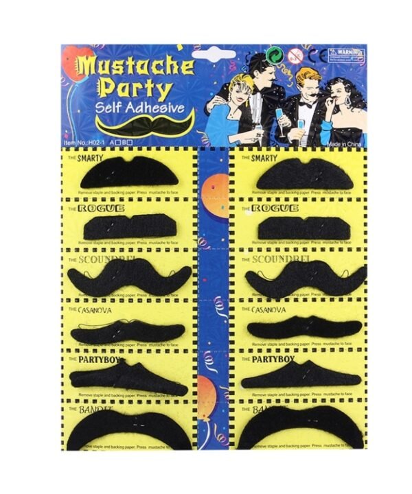 12 in 1 Funny Halloween Props Self-adhesive Fake Mustaches Kit