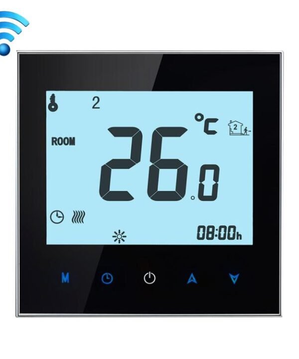 BHT-1000-GB-WIFI 16A Load Electronic Heating Type Touch LCD Digital WiFi Heating Room Thermostat with Sensor, Display Clock / Temperature / Periods / Time / Week / Heat etc., BHT-1000 16A (Black), BHT-1000 16A (White)