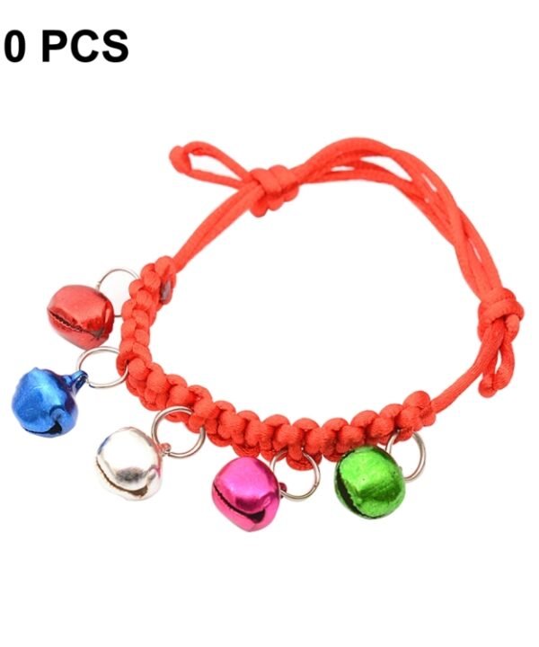 10 PCS Hand-Woven Adjustable Pet Bell Collars, Adjustable Perimeter: 18-32cm, Random Color Delivery, djustable Pet Bell Collars