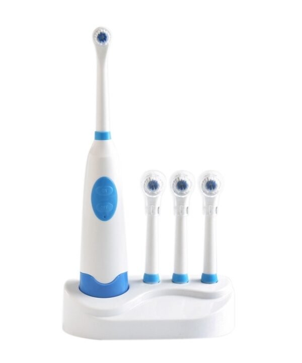 2W Creative Household Waterproof Rotary Electric Toothbrush Set with 4 Replacement Brush Heads & Base, 8500 Revolutions Per Minute