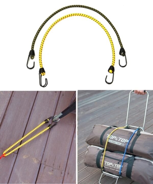 2 PCS Outdoor Tent Crude Elastic Rope Tied High Luggage Rope Clothesline Camping, Length: 60cm, Diameter: 8mm, Random Color Delivery