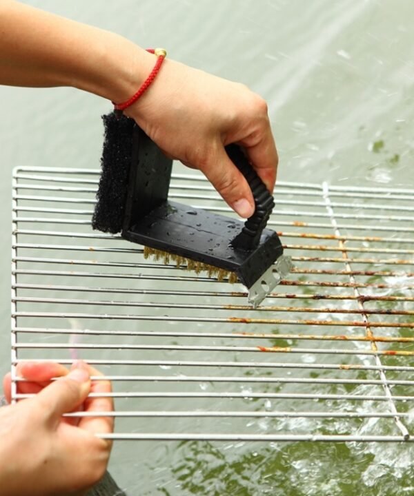 Outdoor Barbecue Cleaning Brush Camping Picnic BBQ Copper Wire Grill Three In One Right Angle Copper Wire Triangular Brush