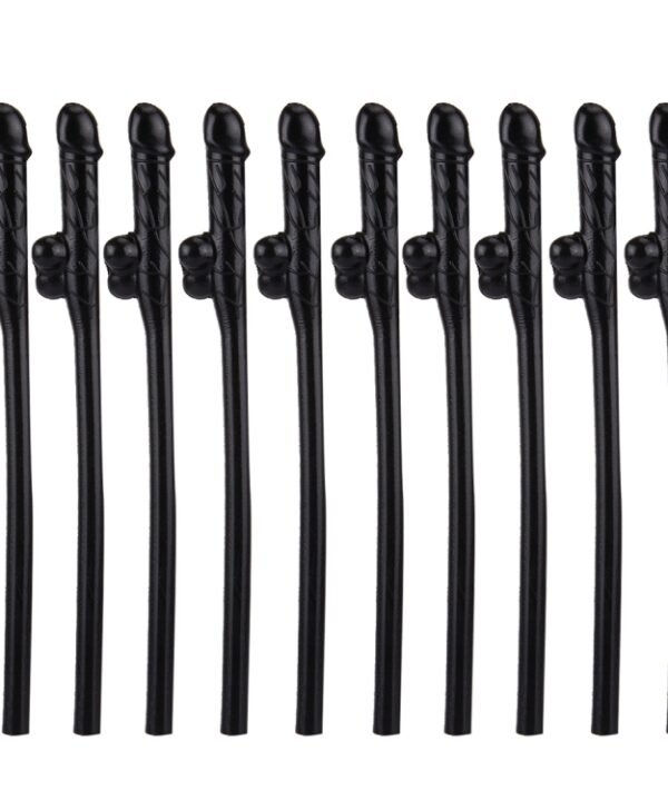 10 PCS Dicky Sipping Straw, Length: about 19cm, Dicky Sipping Straw(Black)
