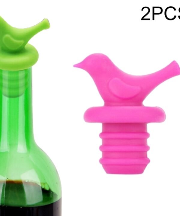 2pcs Creative Bird Style Silicone Wine Beer Condiments Bottle Stopper Random Color Delivery