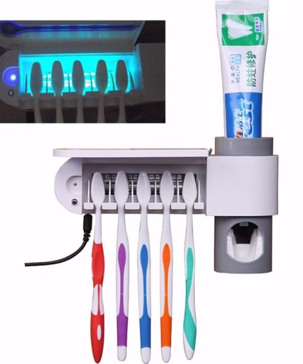Automatic Toothpaste Dispenser Dental UV Ultraviolet Toothbrush Sterilizer Storage Holder