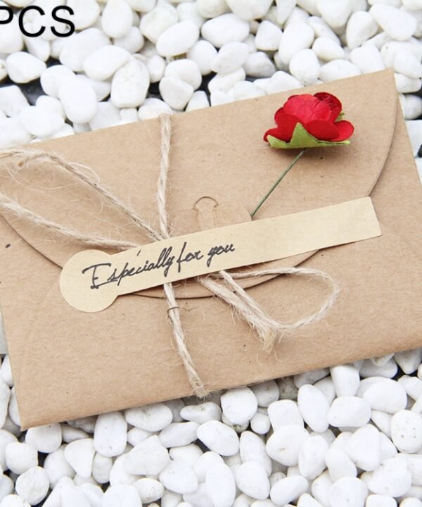 5 PCS Festival Creative DIY Retro Kraft Paper Handmade Large Dry Flower Greeting Card Birthday Card