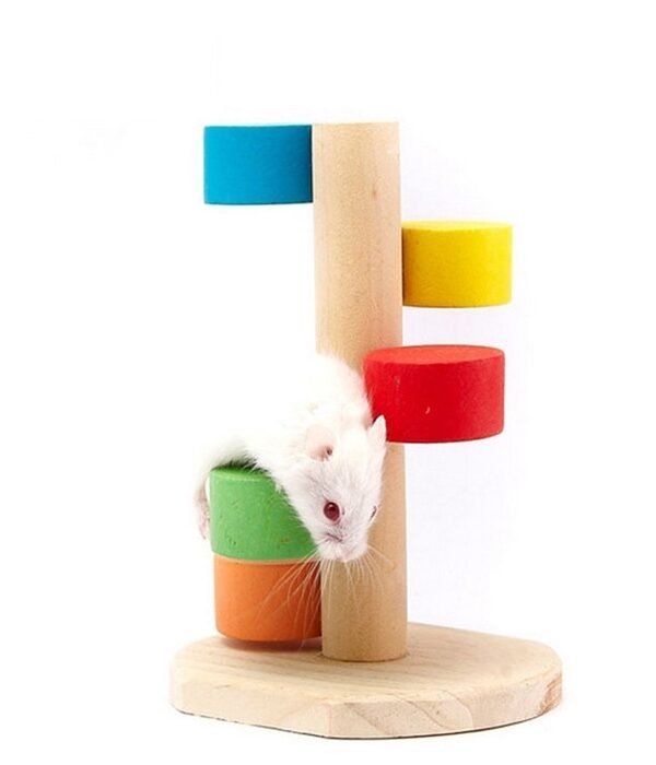 Pet Natural Wood Hamster Colorful Scaling Step Ladder Platform Toy for Small Pets