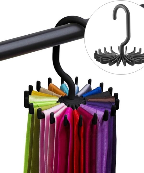 20 Claws 360 Degree Rotatable Tie Rack Belt Scarf Hanger Holder, Size: S, 20 Claws Black, 20 Claws White