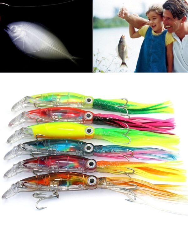 HENGJIA Octopus Shape Artificial Fishing Lures Bionic Fishing Bait with Hooks, Length: 14 cm, Random Color Delivery
