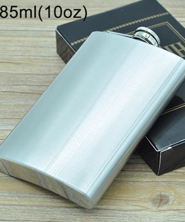 285mL (10oz) Outdoor Sports Handy Home Travel Wild Stainless Steel Portable Hip Flask(without Small Funnel)(Silver 285mL (10oz)), 285mL (10oz)