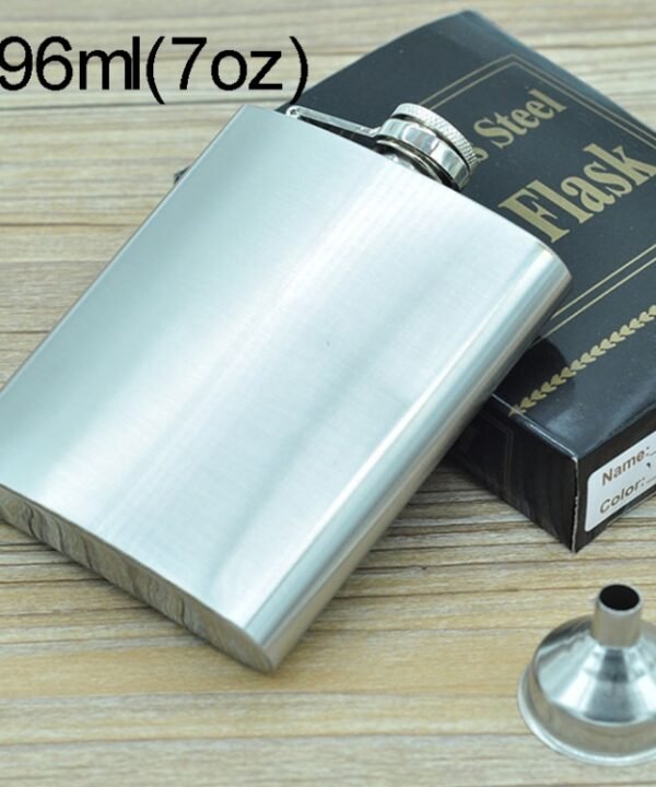 196mL (7oz) Outdoor Sports Handy Home Travel Wild Stainless Steel Portable Hip Flask(with Small Funnel)(Silver 196mL (7oz)), 196mL (7oz)
