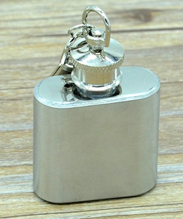 28mL(1oz)Cute Mini Portable Wine Jug Handy Stainless Steel Hip Flask with a Key Chain(Silver), 28mL(1oz)