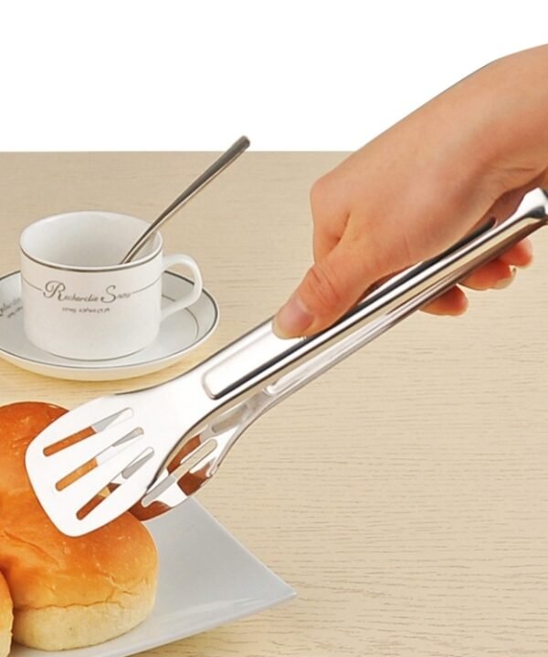 Stainless Steel Barbecue Steak Clip Tongs BBQ Roasting Shovels Leak Steak Shovel Spatula Food Clamp Bread Clips, Length: 24cm