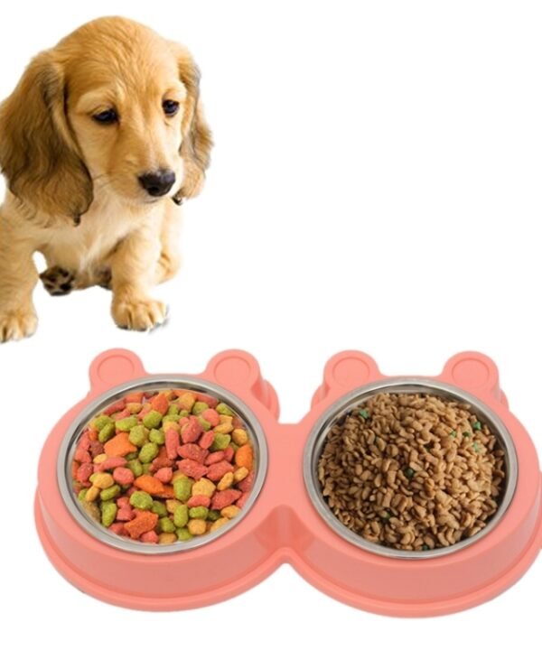 2 in 1 Stainless Steel  Bowls, Anti-slippery Mat Cartoon Shape Detachable Pets Bowls, Random Color Delivery, 2 in 1 Cartoon Shape Pets Bowls