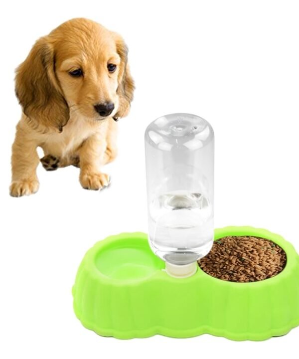 Pumpkin Shape Dog Cat Food Dish + Drinking Water Double Bowls with Automatic Water Dispenser, Size: S, Size: S  Coffee, Size: S  Green, Size: S  Blue, Size: S  Magenta, Size: S  White, Size: S Yellow