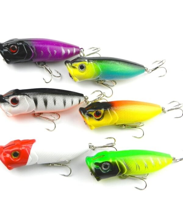 HENGJIA Plastic Artificial Fishing Lures Popper Bionic Fishing Bait with Hooks, Length: 6.5 cm, Random Color Delivery