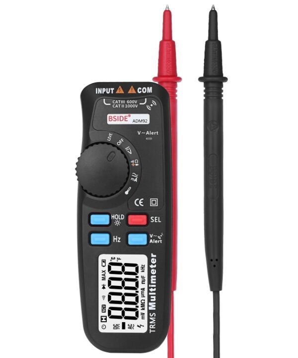 BSIDE ADM92 Handheld True RMS Digital Multimeter Auto Range 6000 Counts TRMS Tester with Live Wire Check Temp NCV Hz ohm Diode