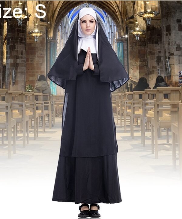 Halloween Costume Women Nun Missionary Cosplay Clothing, Size:S, Size:M, Size:L, Size:XL, Size:XXL