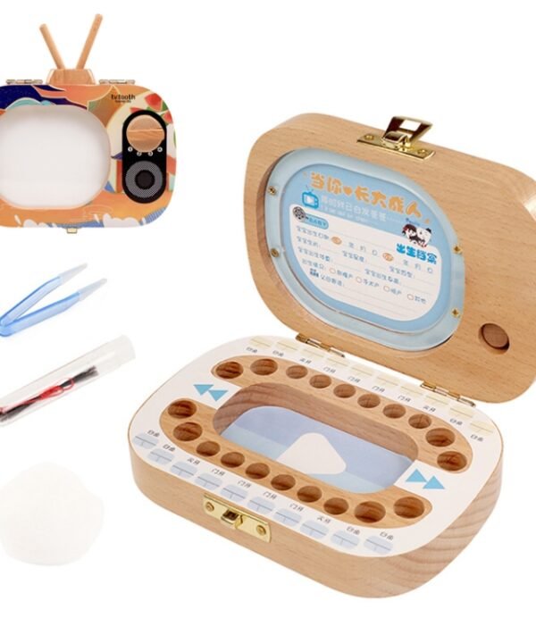 Creative Wooden Children TV Set Deciduous Tooth Preservation Box Baby Teeth Tooth House Storage Box, HC2008A, HC2008B, HC2008C