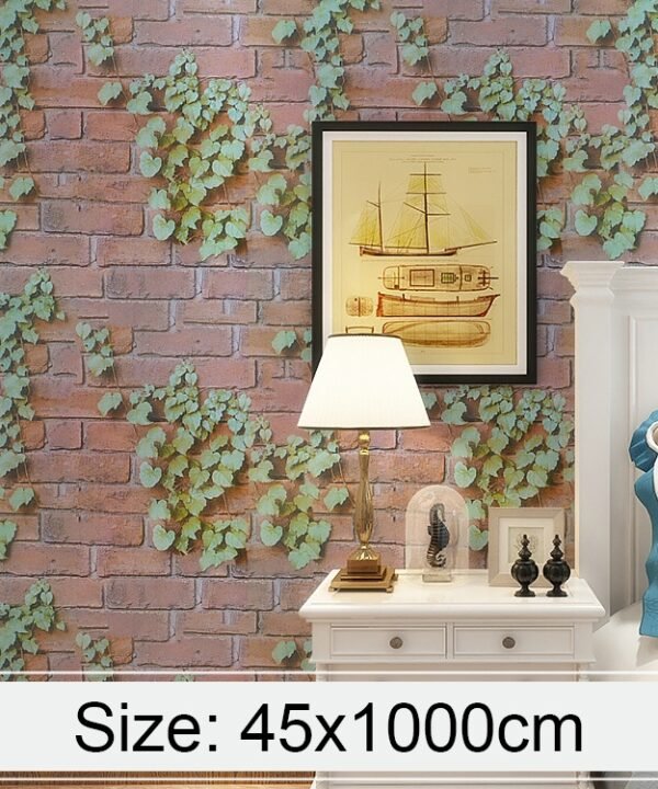 Creative 3D Parthenocissus Stone Brick Decoration Wallpaper Stickers Bedroom Living Room Wall Waterproof Wallpaper Roll, Size: 45 x 1000cm
