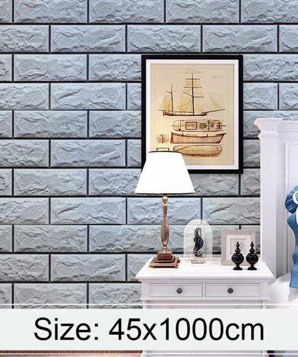 Silver Grey Brick Creative 3D Stone Brick Decoration Wallpaper Stickers Bedroom Living Room Wall Waterproof Wallpaper Roll, Size: 45 x 1000cm