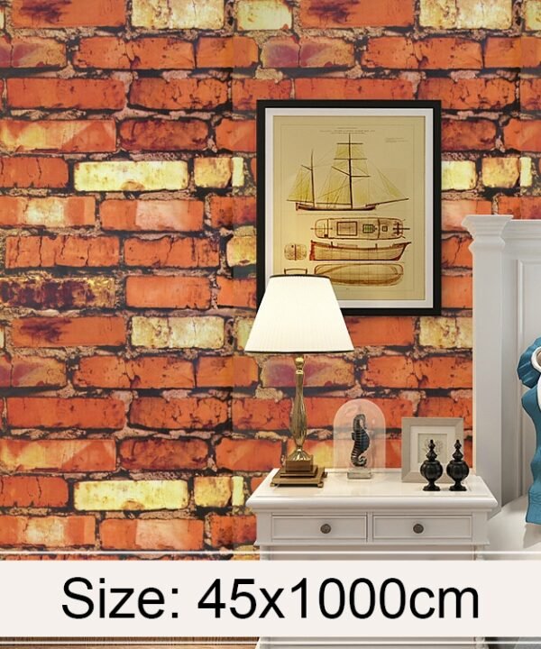 Rainbow Stone Rainbow Stone Creative 3D Stone Brick Decoration Wallpaper Stickers Bedroom Living Room Wall Waterproof Wallpaper Roll, Size: 45 x 1000cm
