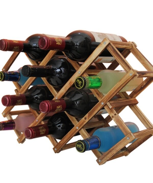 10 Bottles Racks Foldable Wine Stand Wooden Wine Holder Kitchen Bar Display Shelf, 10 Bottles