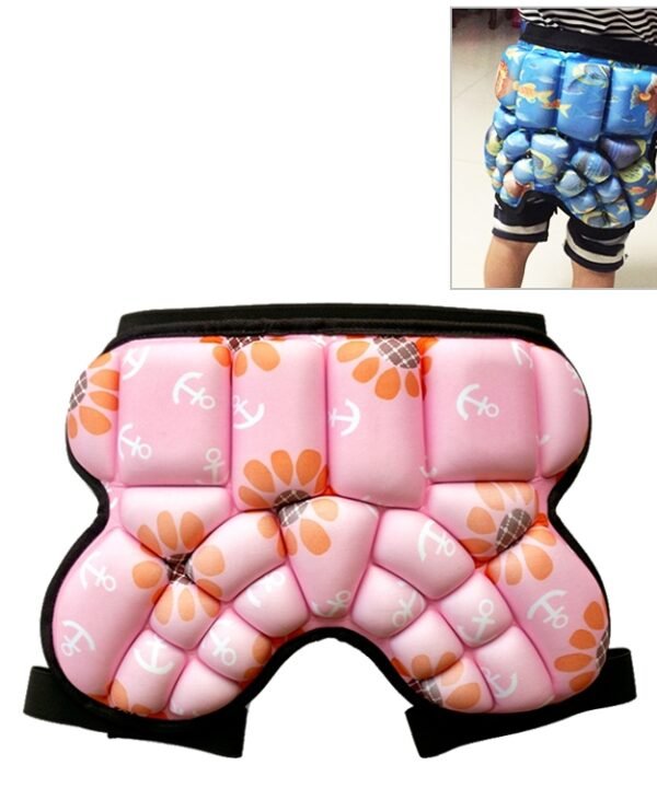 Children Outdoor Sports Roller Skating Protective Gear Hip Butt Padded Shorts Pants, Anti-fall Pants (Pink)
