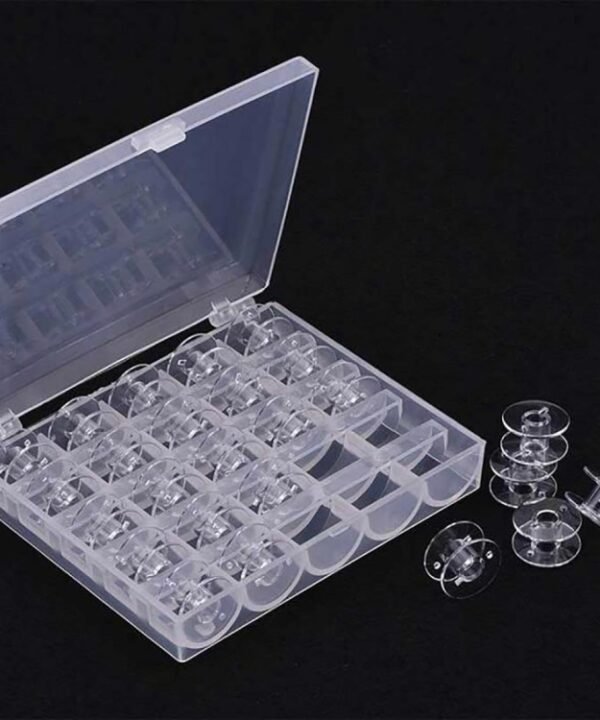 Transparent Plastic Bobbin Sewing Machine Spool Bobbin Box with 25 Bobbins