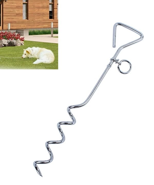 Stainless Steel Dog Spiral Tie Out 360 Degree Rotation Anti Wrap Fixed Pile Outdoor Camping Stake, Size:42cm*8mm