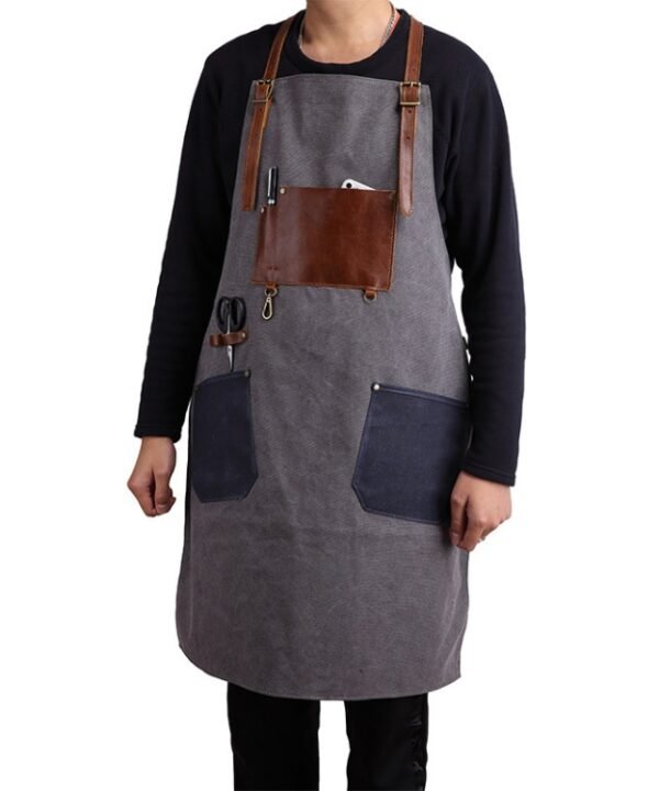 Retro Style Cotton Canvas Craftsman Work Aprons, Work Aprons(Grey), Work Aprons(Blue)