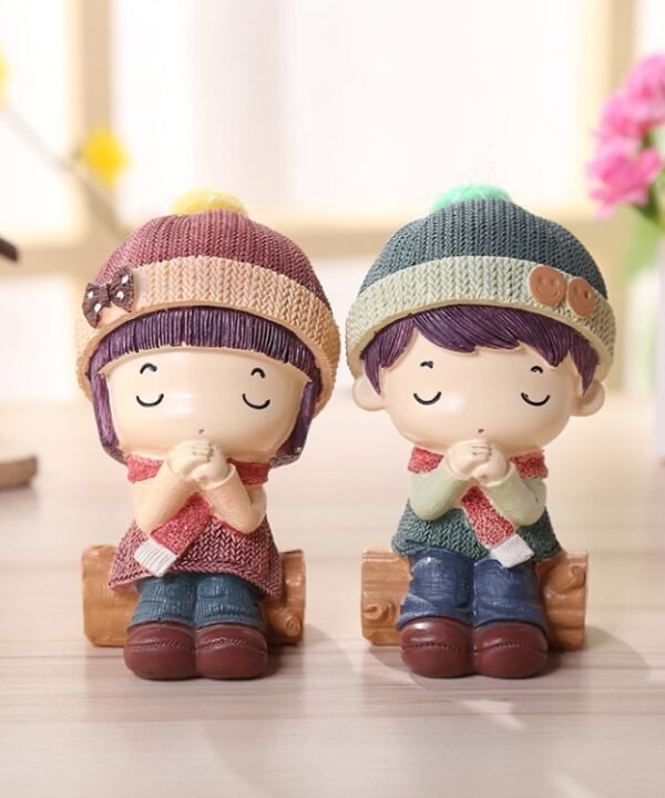 1 Pair Resin Crafts Creative Home Decoration Doll, Random Style Delivery