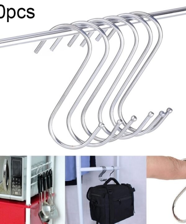 10pcs 3mm Multi-functional S-shaped Stainless Steel Metal Hook, Length: 7cm