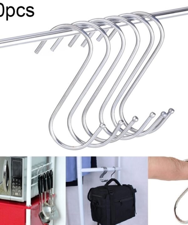 10pcs 3mm Multi-functional S-shaped Stainless Steel Metal Hook, Length: 9cm