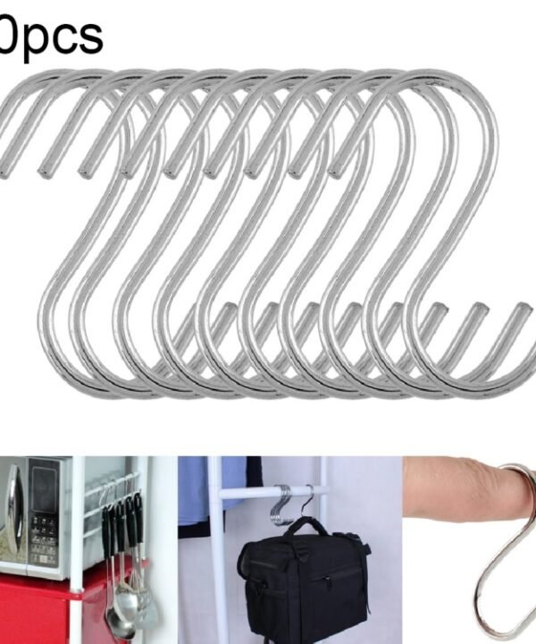 10pcs 2.5mm Multi-functional S-shaped Stainless Steel Metal Hook, Length: 5.5cm