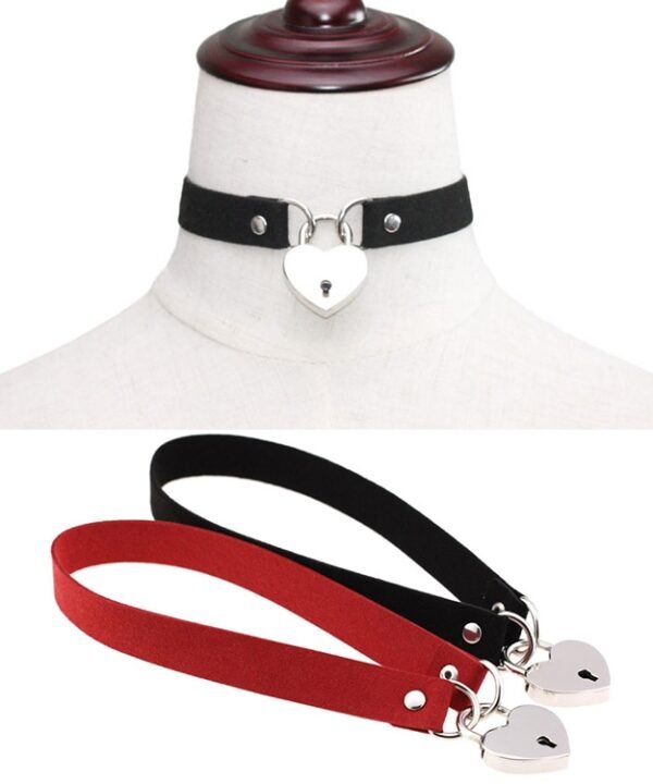 Simple Punk Style Love Lock Flannel Sexy Necklace Collar, Random Color Delivery